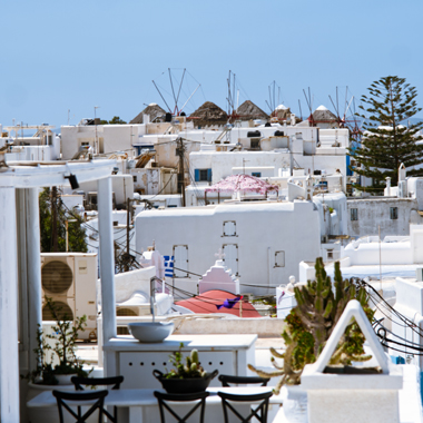 The view from the vento aureo Mykonos terrace