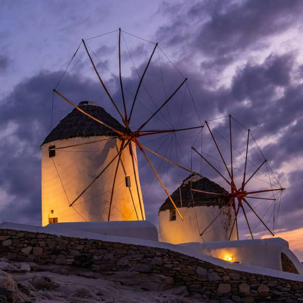 Mykonos Windmills during the night