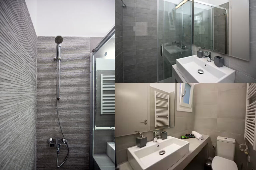 Spacious and bright bathrooms at bento Aureo mykonos